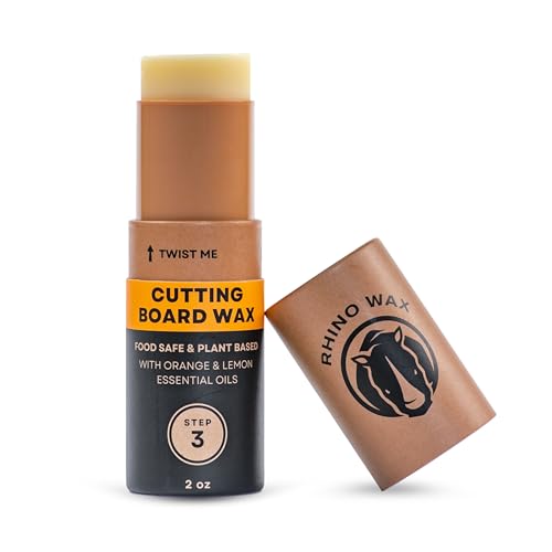 Rhino Wax Coconut Cutting Board Wax 2oz - Natural Blend of Oils and Waxes (NO Mineral Oil) - No Mess with Easy Twist-Up Applicator - Condition and Protect Wood Surfaces - Food Safe - Made in the USA - size: 2 Ounce