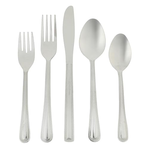Gibson Home Aston 45-Piece Stainless Steel Flatware Set with Tray and Serving Utensils – Silverware Service for 8 - size: Service for 8 w/ Serving Utensils (45pcs)