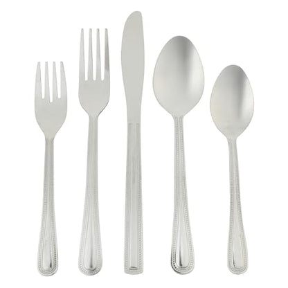 Gibson Home Aston 45-Piece Stainless Steel Flatware Set with Tray and Serving Utensils – Silverware Service for 8 - size: Service for 8 w/ Serving Utensils (45pcs)