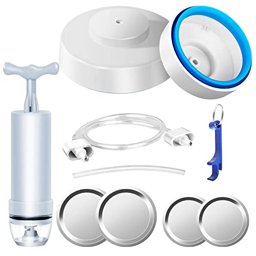 Mason Jar Vacuum Sealer Kit with Accessory Hose for Wide and Regular Mouth Jars, Manual Portable Vacuum Pump and Lid Opener