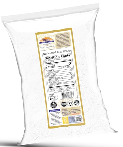 Rani Citric Acid Powder, Food Grade (Limbu Ka Ful) 14oz (400g) ~ Used for Cooking, Bath Bombs, Cleaning | Gluten Friendly | Indian Origin - size: 14 Ounce (Pack of 1)