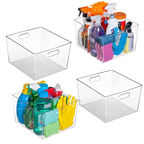 ClearSpace Clear Plastic Storage Bins – XL 4 Pack Perfect for Kitchen,Fridge, Pantry Organization, Cabinet Organizers - size: 4 Pack