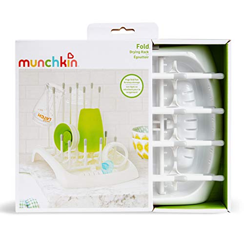 Munchkin Fold Baby Bottle Drying Rack - Compact Design Folds Flat for Easy Storage, White/Grey - size: 1 Count (Pack of 1), style: Drying Rack