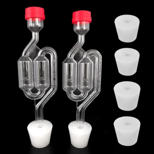 2pcs Fermentation Airlock, Brewing Airlock Plastic, Fermentation Valve Bubbler Airlocks, Exhaust Valve Beer Making Vent Air Lock With Cap Reusable Wine Fermentation