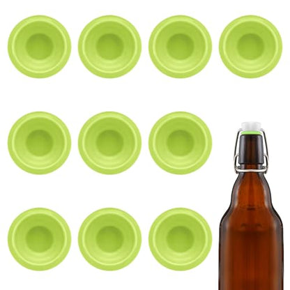 10PCs Dopamine color Silicone Gaskets Washers Seals for Cap Swing Flip Top for Home Brew Beer Soda Bottle Sealing (Lime Green) - color: Lime Green