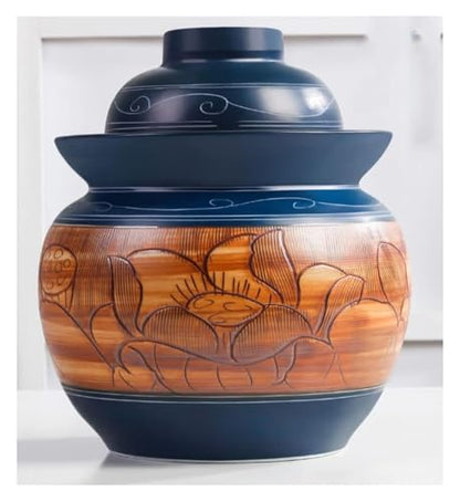 Fermentation Jars，Fermentation Crock Jar,Sauerkraut Crock,Pickle Jar Traditional Chinese Ceramic Fermentation Crock Jar Pickling Jar With Water Seal Airlock Lid,Large Thickened Ceramic Pickle Jar Kimc - size: 1.5KG