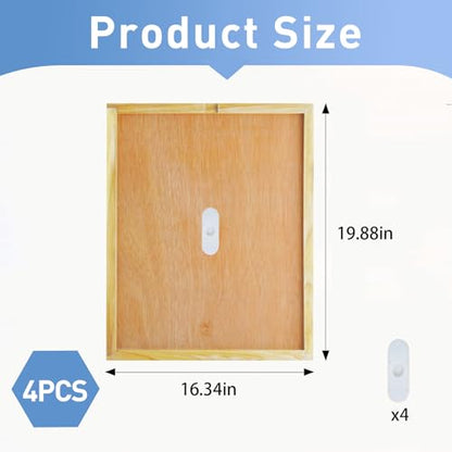 4PCS Beehive Inner Cover for 10 Frame Hive Box, Beeswax-Coated Ventilated Inner Cover, Bee Hive Screen Inner Cover, Compatible with 10 Frame,All Beginners and Professional Beekeepers (4)