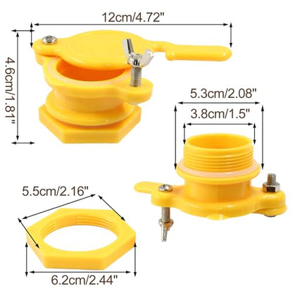 Honey Gate Valve,Bee Bottling Equipment Gate Valve, Plastic Honey Extractor Tap with Wing Nut and Gasket for Bucket Beekeeping Supplies,Yellow