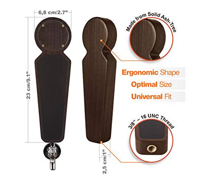 TESLYAR Wooden Beer Tap Handle for Kegerator – Large Chalkboard Keg Tap Handle Display for Bar, Brewery, Homebrew – Customizable Beer Faucet Handle (Black) - color: Black