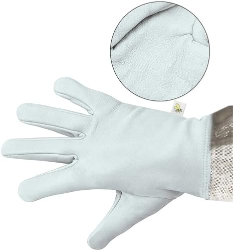 Beekeeping Gloves Beekeeping Gloves Ultra Mesh Beekeeper Gloves 3-Layer Net Protect Your Hands Ventilated Goatskin Bee Gloves Beekeeping Tools for Beekeepers Protected Supplies(Large) - size: Large