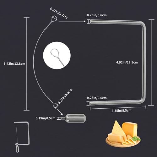 4 Pcs Cheese Slicer Wire Replacement For Marble Cheese Slicer Board,Cheese Cutter Wire for Block Cheeses Butter Cutting,Silver(Cheese cutting wire with frame) - color: silver138a