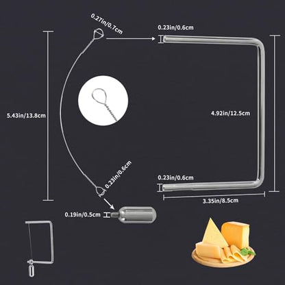 4 Pcs Cheese Slicer Wire Replacement For Marble Cheese Slicer Board,Cheese Cutter Wire for Block Cheeses Butter Cutting,Silver(Cheese cutting wire with frame) - color: silver138a