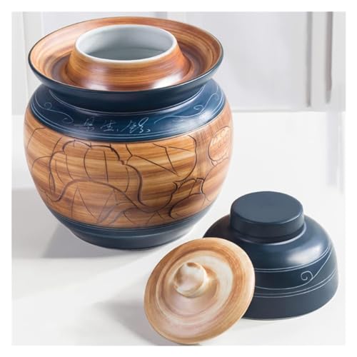 Fermentation Jars，Fermentation Crock Jar,Sauerkraut Crock,Pickle Jar Traditional Chinese Ceramic Fermentation Crock Jar Pickling Jar With Water Seal Airlock Lid,Large Thickened Ceramic Pickle Jar Kimc - size: 1.5KG