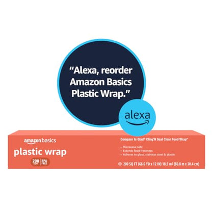 Amazon Basics Plastic Food Wrap, BPA Free, Microwavable, 200 Sq Ft, Pack of 1 - size: 200 Sq Ft (Pack of 1)