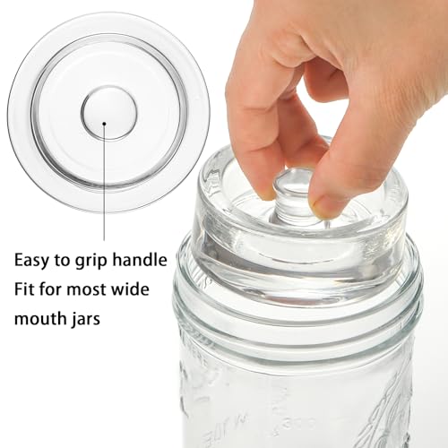 TOPZEA 9 Pack Fermentation Glass Weight with Easy Grip Handle, for Wide Mouth Mason Jars, Heavy Fermenting Lids, Pickling Canning Supplies Kit, Dishwasher Safe