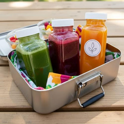 kitchentoolz 8oz Square Glass Juice Shot Bottle with Lid – 4 Pack 8 oz Milk Glass Bottles with Lids for Lunch Box, Airtight Reusable Drinking Jars for Smoothies, Yogurt, Kefir, Juice & Water - color: 8oz, style: 4 Pack