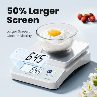 Digital Kitchen Scale 11lb/5kgx0.1g Waterproof Food Scales for Kitchen Rechargeable Food Weighing Scale with LCD Display, Large Food Scale Grams and Ounces for Baking, Cooking, Weight Loss, Meal Prep - color: Blue