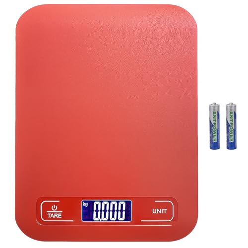 Digital Shipping Scale,Stainless Steel Panel, Accurate Portable Postal Scale for Packages, Small Business,Kitchen, Food, Handmade, Liquids, and Boutique (Red Battery(5kg/1g)) - color: Red Battery(5kg/1g)