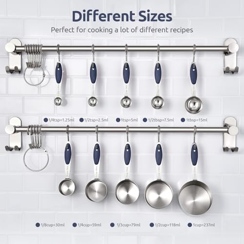 U-Taste Measuring Cups and Spoons: Food Grade 18/8 Stainless Steel Metal Measure Cups and Spoons Set of 10, Upgraded Thickness Handle (Midnight Blue) - color: Midnight Blue