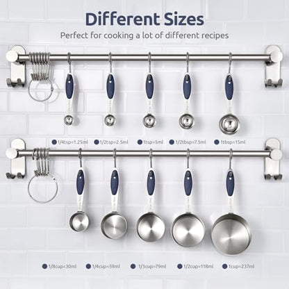 U-Taste Measuring Cups and Spoons: Food Grade 18/8 Stainless Steel Metal Measure Cups and Spoons Set of 10, Upgraded Thickness Handle (Midnight Blue) - color: Midnight Blue