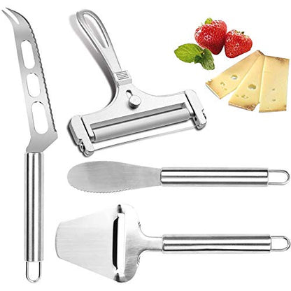 Linwnil Cheese Slicer Set Stainless Steel Wire Cheese Slicer Thickness Adjustable Cheese Cutter for Cutting Soft, Semi-Hard, Hard Cheeses (cheese 3+1, PCS, 4) - size: cheese 3+1