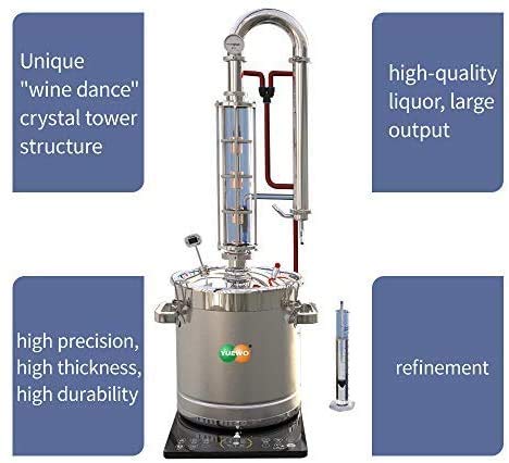 YUEWO 5.8Gal/22Litres Stainless Steel Still Wine Making Kit Water Distiller Home Brewing Kit for DIY Whisky Wine Brandy Gin Vodka Alcohol (Produce 92% ABV) - size: CT-5.8Gal 22Litres