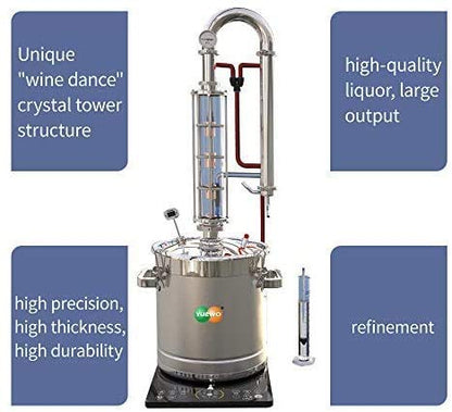 YUEWO 5.8Gal/22Litres Stainless Steel Still Wine Making Kit Water Distiller Home Brewing Kit for DIY Whisky Wine Brandy Gin Vodka Alcohol (Produce 92% ABV) - size: CT-5.8Gal 22Litres