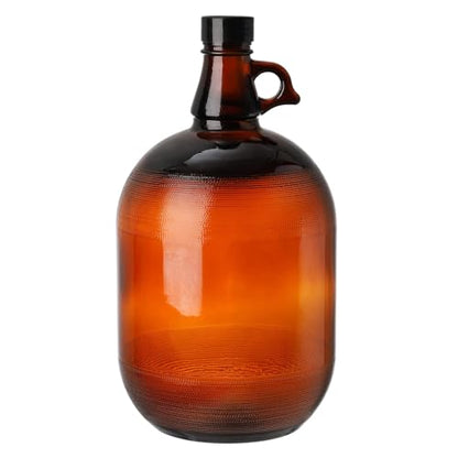 Amber Glass Jug with Lids and Handle, Great for Beer, Home Brewing, Kombucha,1gallon/4 liter