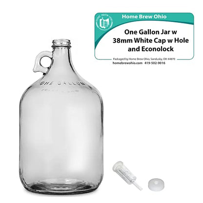 Home Brew Ohio One Gallon Glass Jug with 38mm Cap with Hole and Three-piece Airlock
