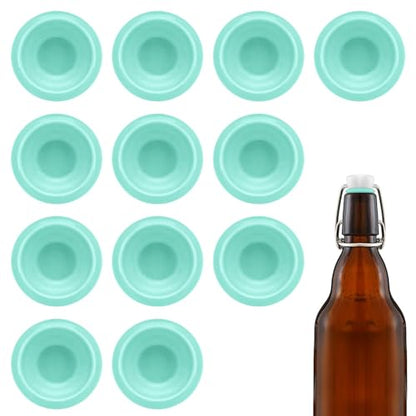 12PCs Dopamine color Silicone Gaskets Washers Seals for Cap Swing Flip Top for Home Brew Beer Soda Bottle Sealing (Mint Green) - color: Mint Green