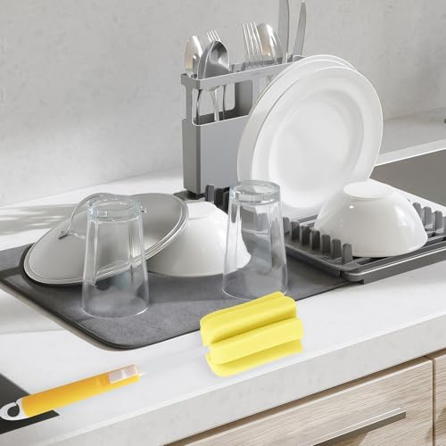 3PCS Adjustable Sponge Cleaning Brush Long Handle Bottle Scrubber Soft for Coffee Glasses Pot Milk Cup Mugs Winebottle Baby Narrow Neck Bottles Random Color