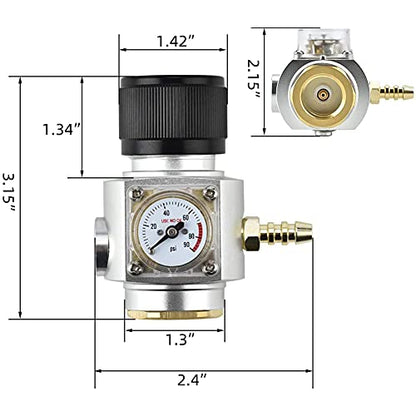 Mini Gas Regulator Soda Keg Regulator Tr21.4 Soda Keg Charger 0-90PSI for Soda Maker Sparkling Water Soda cylinders Soda Canister by PERA