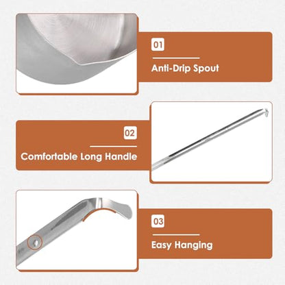 Wine Measuring Spoon Stainless Steel Wine Ladle Wine Dipper Spoon Beer Pouring Measure Spoon with Hook Ladle 25ML/50ML/125ML/250ML/500ML Kitchen Tools(50ML) - size: 50ML