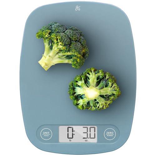Greater Goods Food Scale – Digital Kitchen Scale, 1g Precision, Easy-Tare & Quick Conversion, Slim Compact Design, Durable & Portable | Ideal for Cooking, Baking & Meal Prep (Stone Blue) - color: Stone Blue