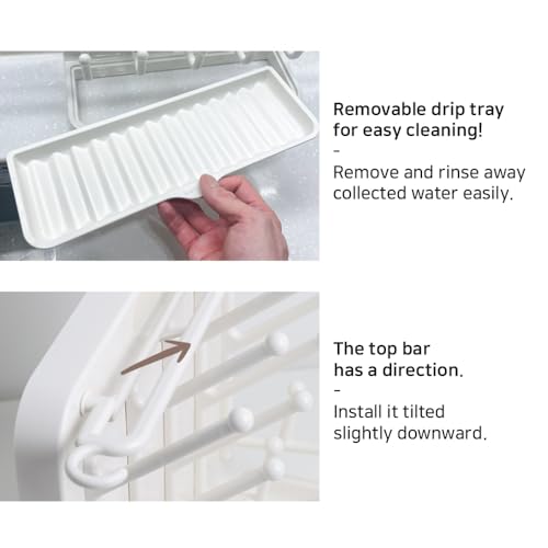 LUNELL Baby Bottle Drying Rack 20 Hooks Space-Saving Vertical Brush Holder | Drip Tray, Countertop Organizer, Pump Parts, Pacifiers, Nipples, Baby Feeding Accessories, Ivory White