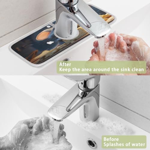 Kitchen Sink Splash Guard Behind Faucet Mat for Kitchen Sink Rat Cheese Super Absorbent Faucet Guard Draining Mat Non-Slip Fast Drying Mat Faucet Handle Drip Catcher