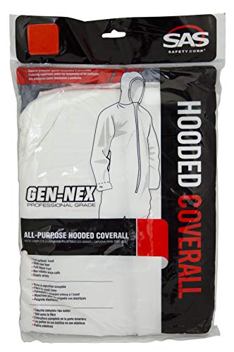 SAS Safety 6893 Gen-Nex All-Purpose Hooded Painter's Coverall, Large,White