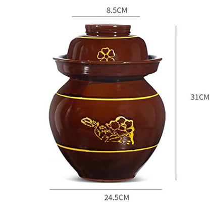 Ceramic Pickle Jar with Lids,Large Traditional Chinese Porcelain Pickle Jar Pickling Jars,Ceramic Fermentation Crock with Water Seal Airlock Lid,Sauerkraut Crock L (Large - size: Large