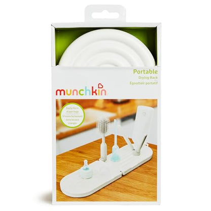 Munchkin® Travel Baby Bottle Drying Rack with Silicone Bottle Brush - Compact and Foldable, Fits Easily in Diaper Bags for On-the-Go Use