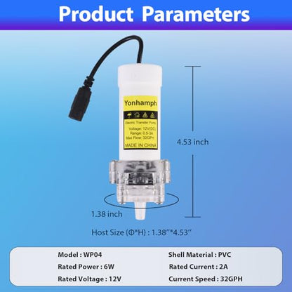 Food Grade Self-Priming Electric Water Transfer Pump,0-2L/min,Adjustable Speed,100–240V AC,Low Noise,for Homebrew (Wine/Beer/Kombucha/Beverages),Coffee Machines & Ice Makers - color: White-with Speed Adjustable