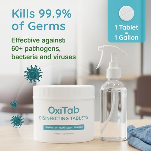 Hospital-Grade HOCL Effervescent Disinfectant Tablets – EPA Registered – Kills 99.9% of Germs, Bacteria & Viruses – Perfect for Healthcare, Salon & Home Use (30 Tabs, 13.1g)