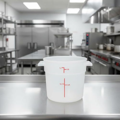 TrueCraftware- 1 Quart White Round Food Storage Container Polypropylene- Commercial Reusable Food Container Canister with Measurement Markings for Meal Prep Pantry Kitchen - size: 1 Quart