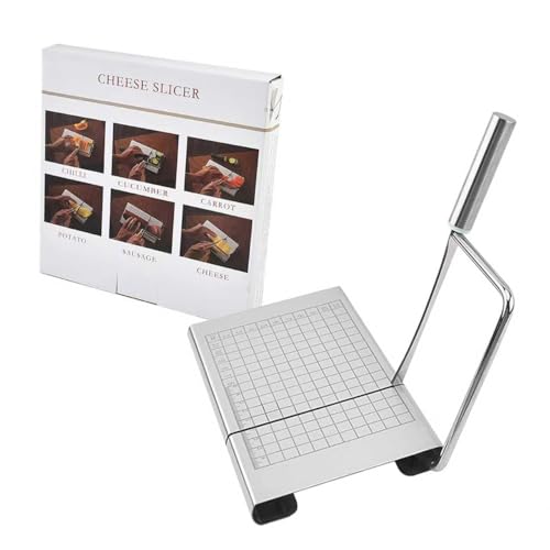 Stainless Steel Cheese Slicer with Measurement Grid Board,metal blade, Professional Cutter for Block Cheese