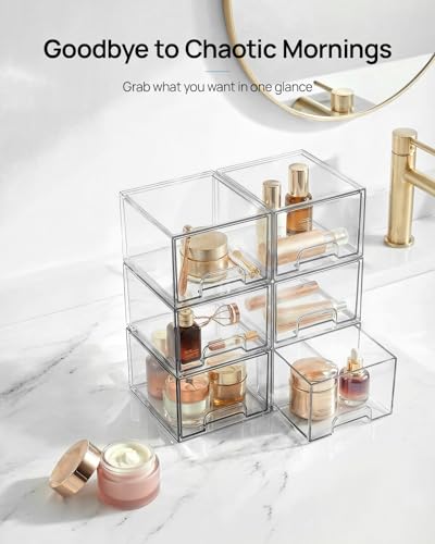 Vtopmart 12 Pack Small Clear Stackable Storage Drawers, Acrylic Bathroom Makeup Organizer, Plastic Storage Bins For Vanity, Undersink, Kitchen Cabinets, Pantry, Home Organization - style: 12pack-Clear