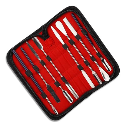 Stainless Steel Micro Lab Spatula Sampler Set - 8 Pieces, Multi-Purpose Mixing and Filling Spatulas with Various Ends - Flat, Scoop, Round, Tapered Arrow - 7" and 6" Lengths - style: Type 3