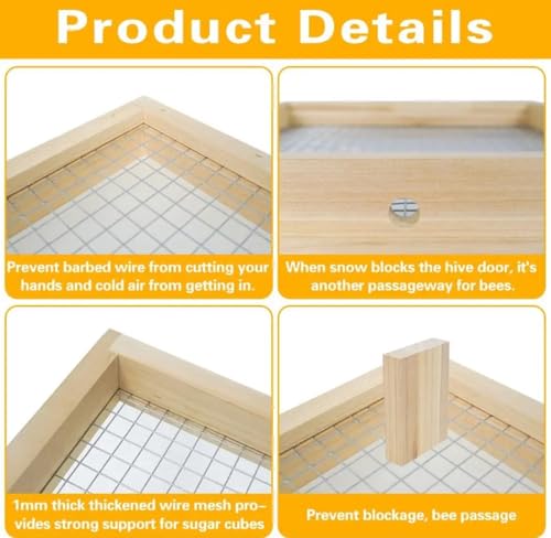 10 Frames Langstroth Size Candy Board Feeder, Beeswax Coated