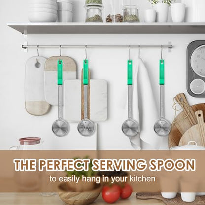 4 Ounce Stainless Steel Portion Control Ladle Spoon - 4Pcs Slotted and Unslotted Pizza Sauce Serving Spoons Portion Ladle for Sauces, Perfect for Weight Watchers, Buffets, Parties - style: Mixed Spoons