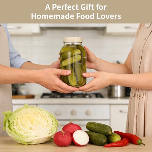 Fermentation Jar, 2 Pcs Glass Fermenting jar with Date Tracker & One-Way Air Valve, Square Space-Saving Design for Kimchi, Sauerkraut & Kitchen Storage, 9.4 x 4.7 x 4.7 in, 64 fl oz
