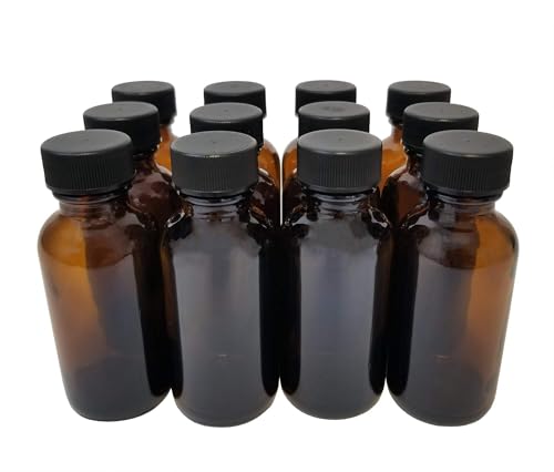408-1-DZ: Amber Glass Bottle w/Cap