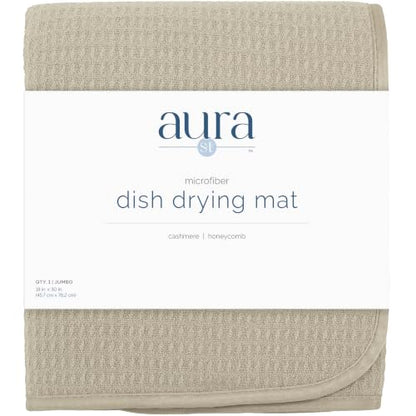 S&T INC. Dish Drying Mat Jumbo, 18” x 30”, Absorbent Microfiber Kitchen Counter Mat, Dish Drying Pad for Dishes, Utensils, Pots and Pans, Jumbo, Pure Cashmere - size: 18" x 30"